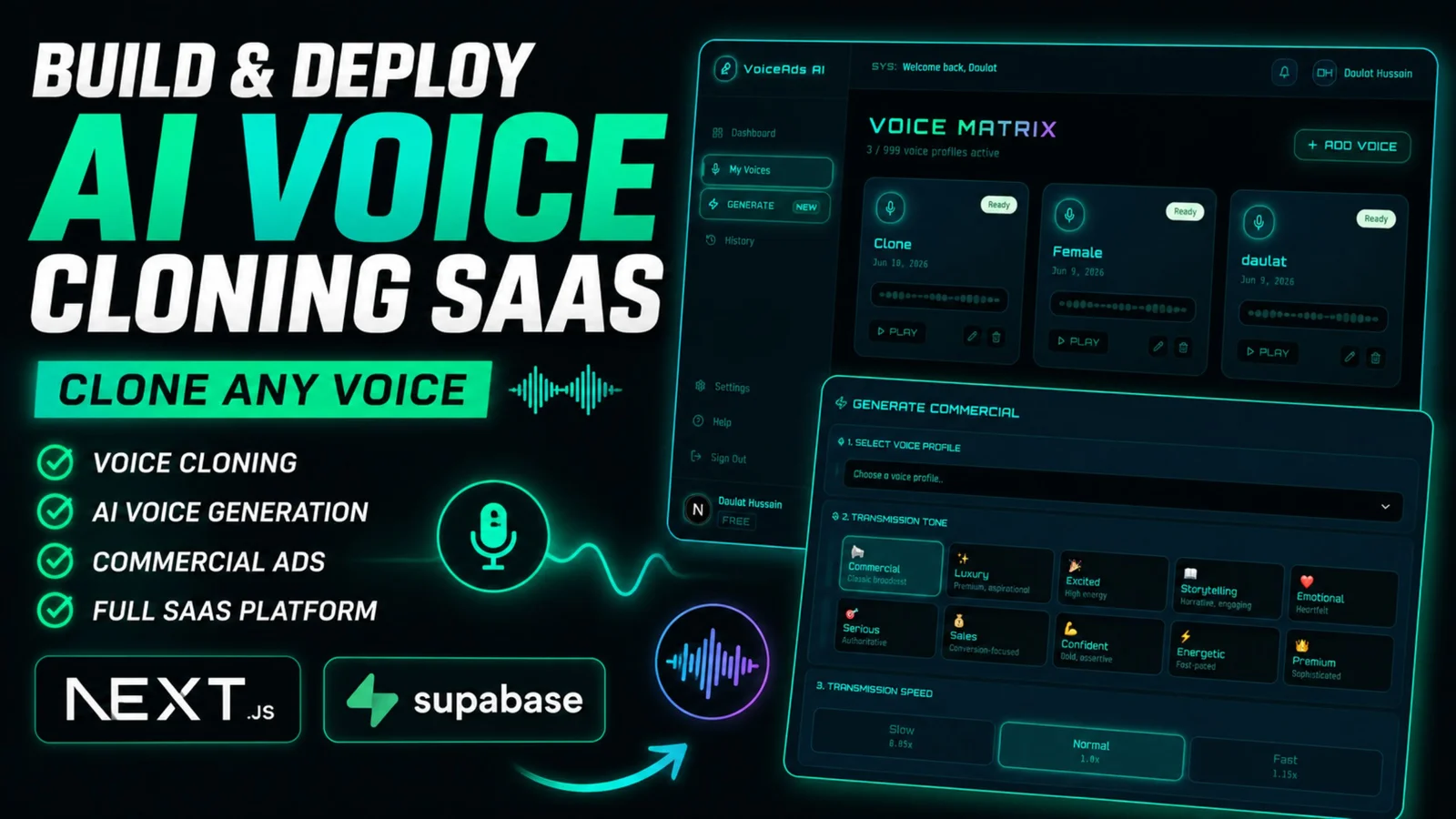 AI Voice Cloning SaaS in 2026 | Clone Any Voice Using Next.js & Supabase, Create & Deploy